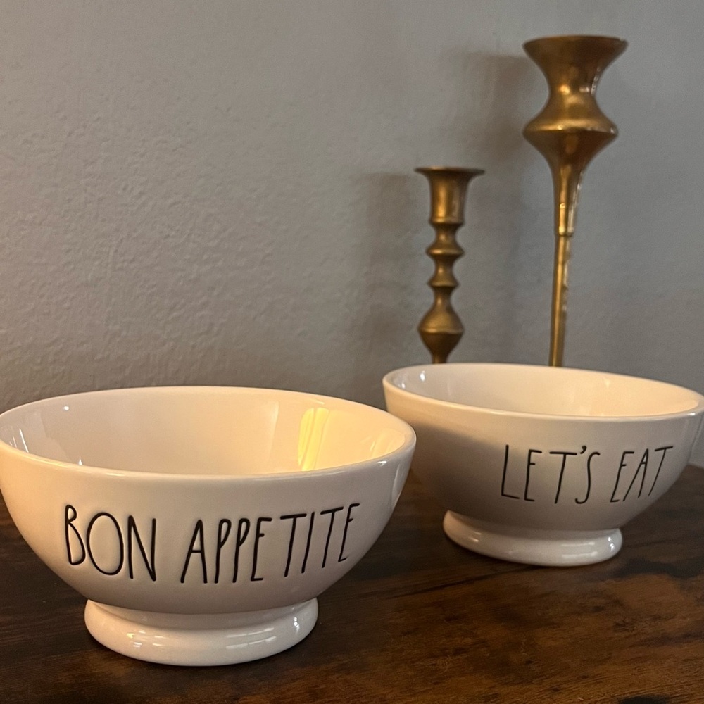 Rae Dunn. Artisan collection cereal/soup bowls set of 2 Bon Appetite / Let’s Eat